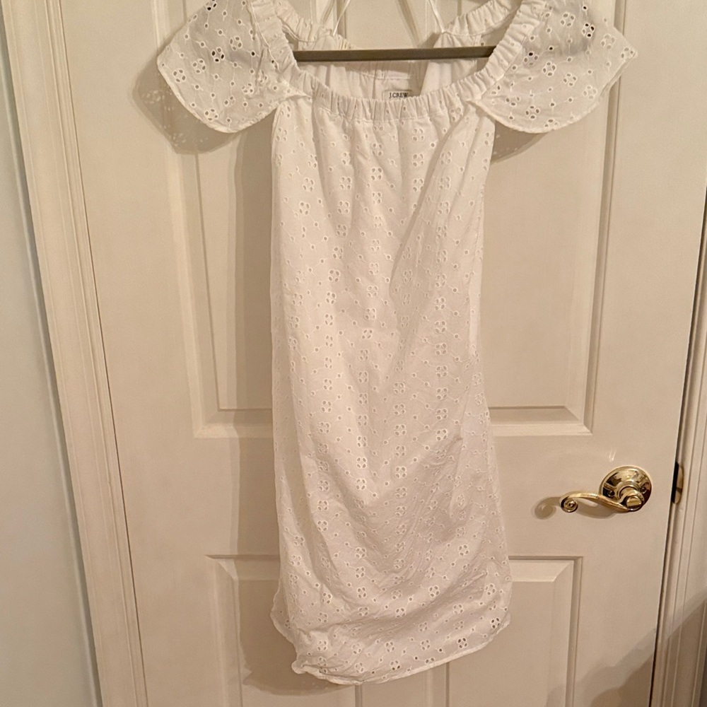 J. Crew White Eyelet Off-Shoulder Top